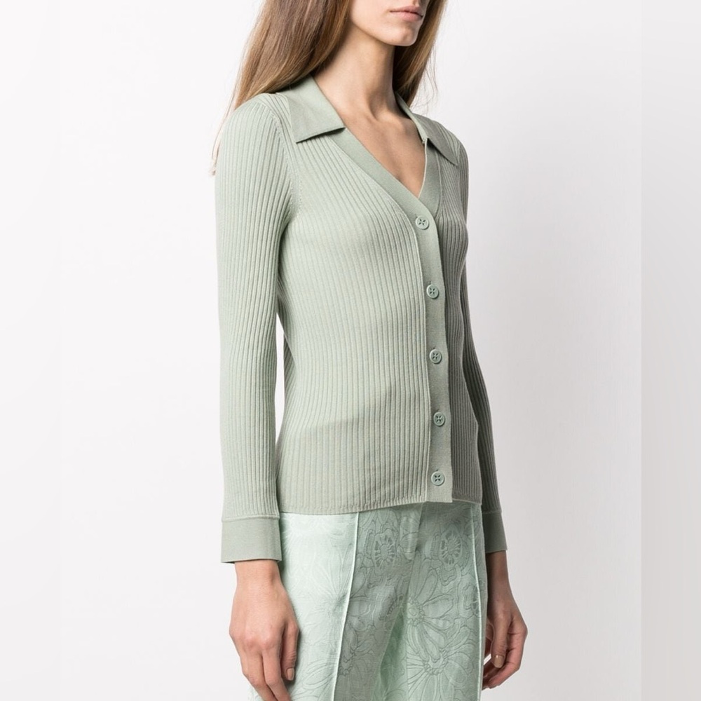 Sandro Ribbed Cardigan Sweater Pale Green Size 1